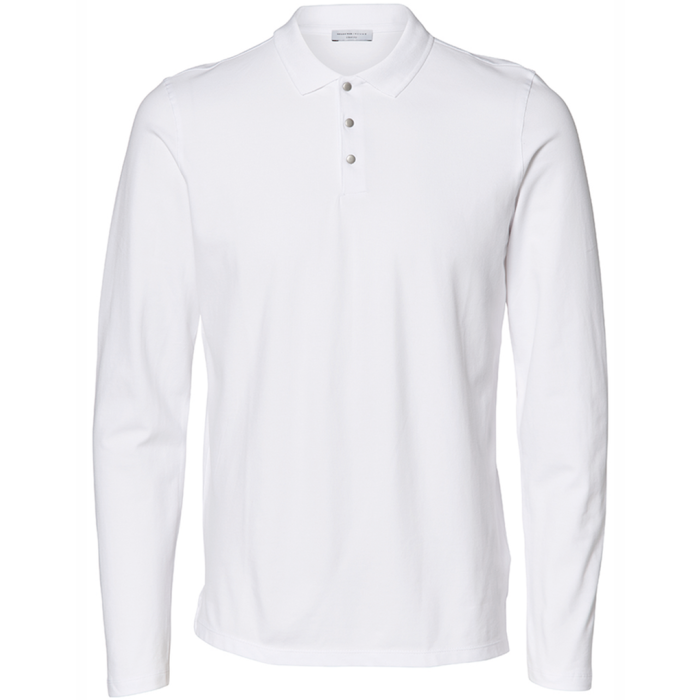 Selected Homme Damon Long Polo Shirt in White