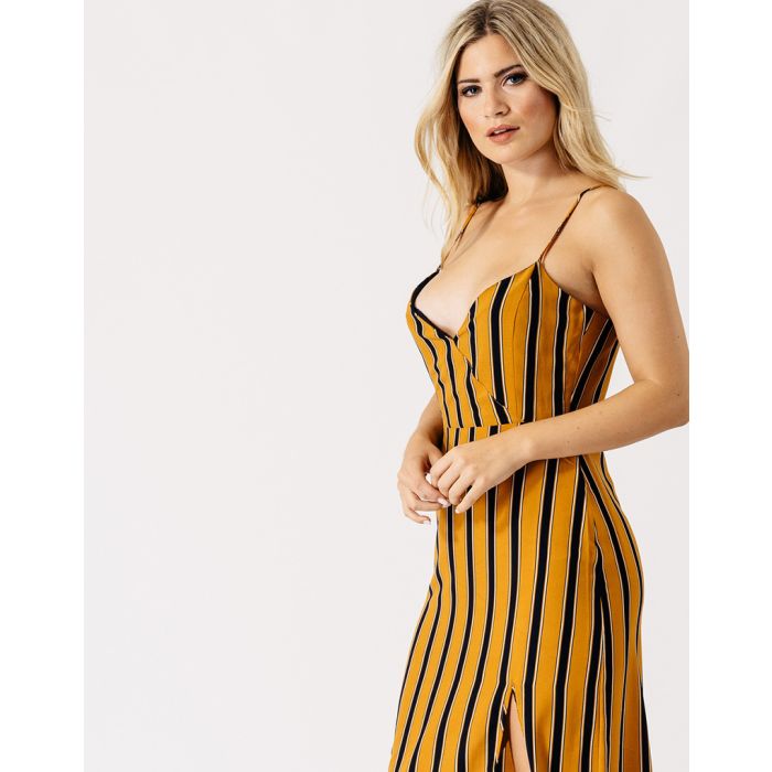 fitted maxi dress with stripes 