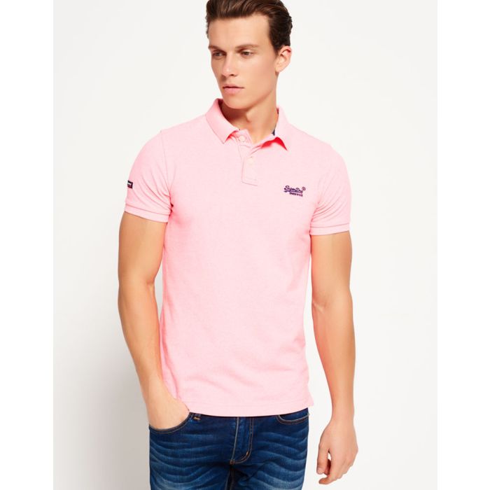 superdry fluro pink polo shirt