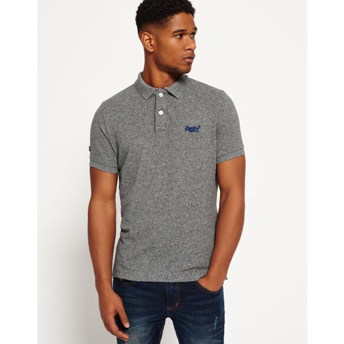 Pique Black Shirt Classic Superdry Polo Grit in Black