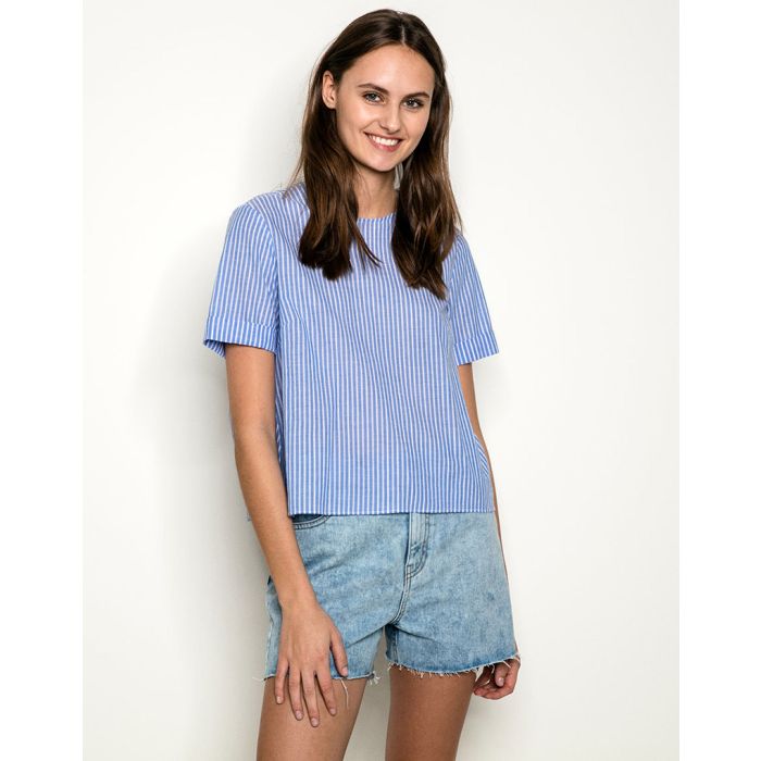 knotted blue stripe top